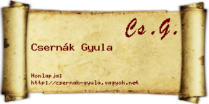 Csernák Gyula névjegykártya
